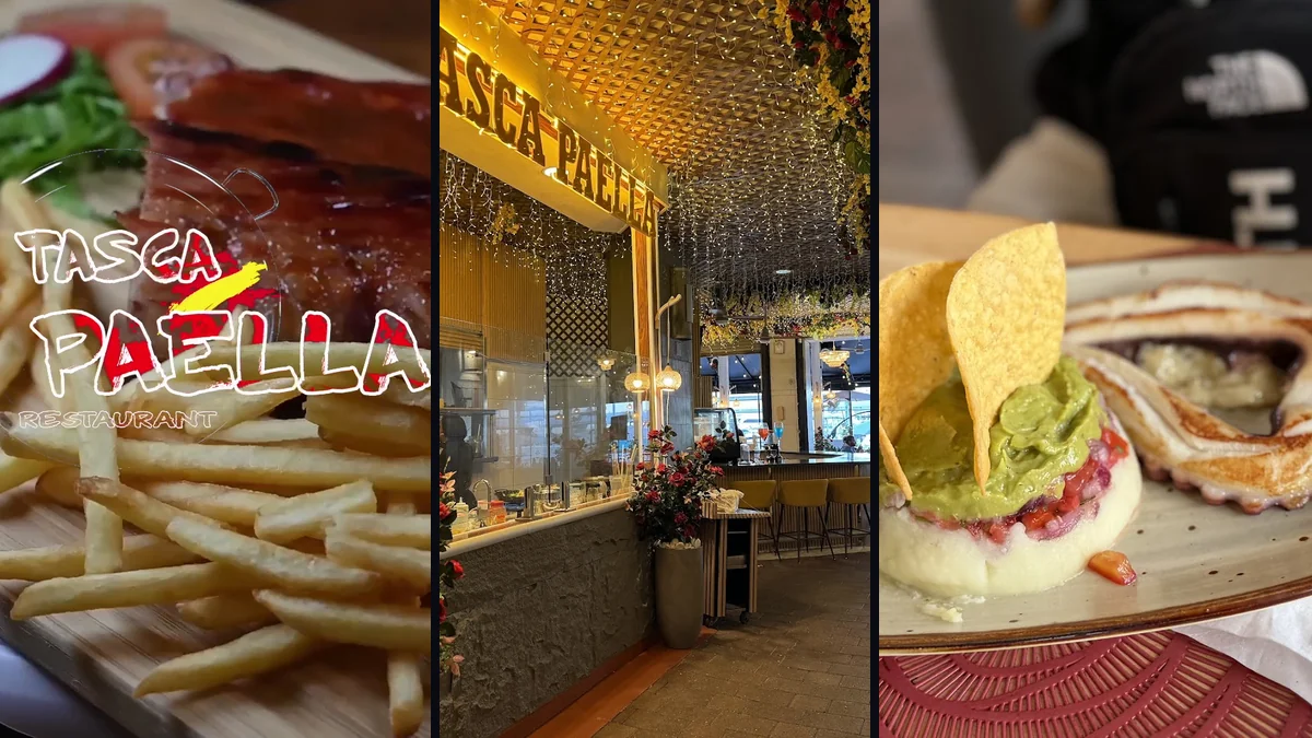 Spanish restaurant with paella and seafood dishes