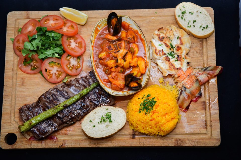 Spanish restaurant with paella and seafood dishes