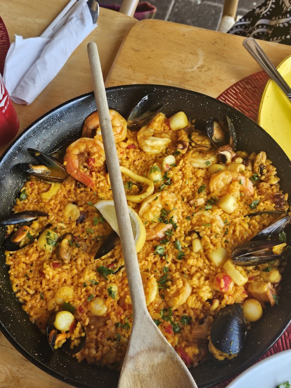 Seafood Paella with Mussels and Lemon